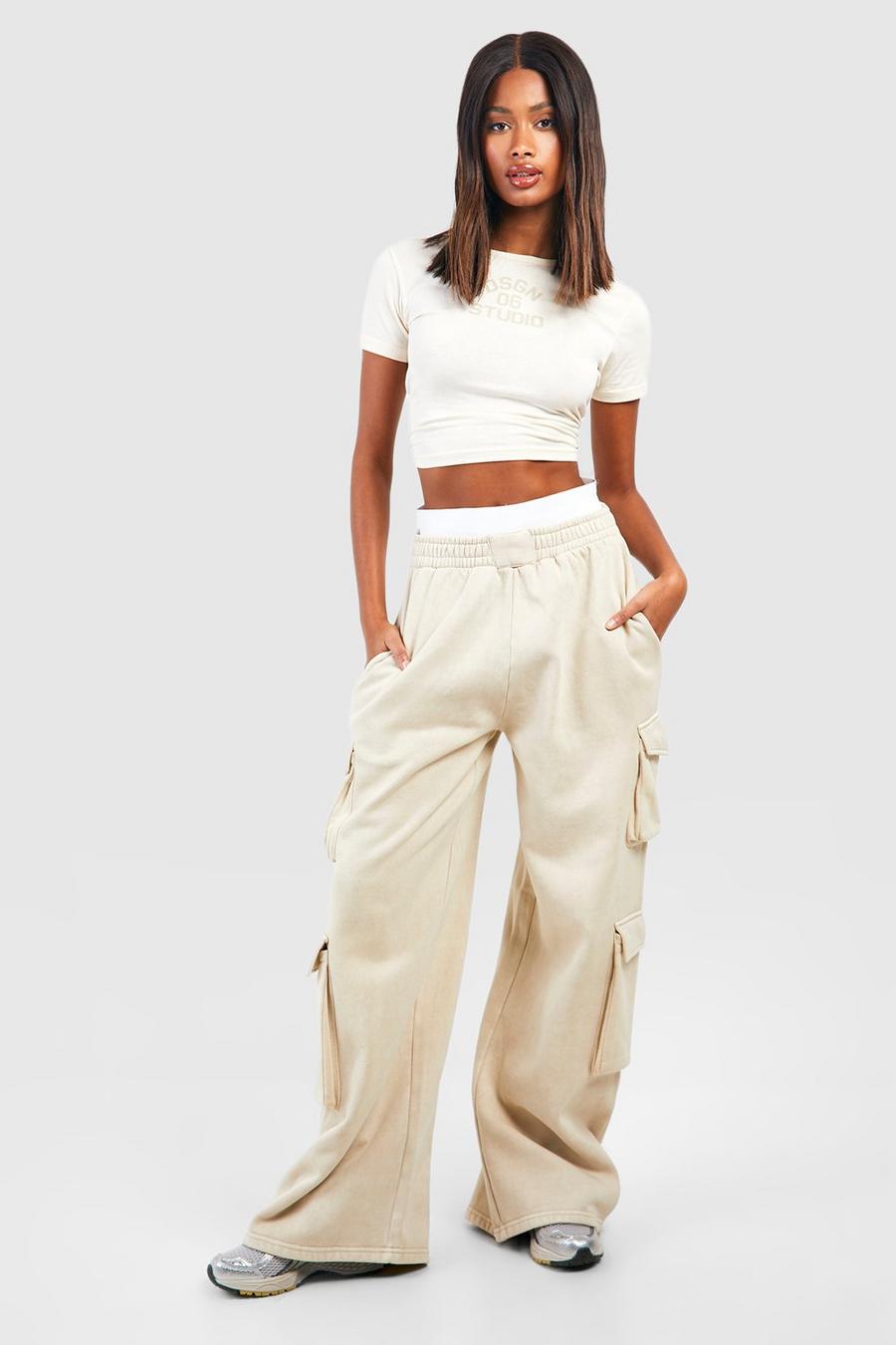 Stone Slouchy Double Pocket Cargo Wide Leg Jogger image number 1