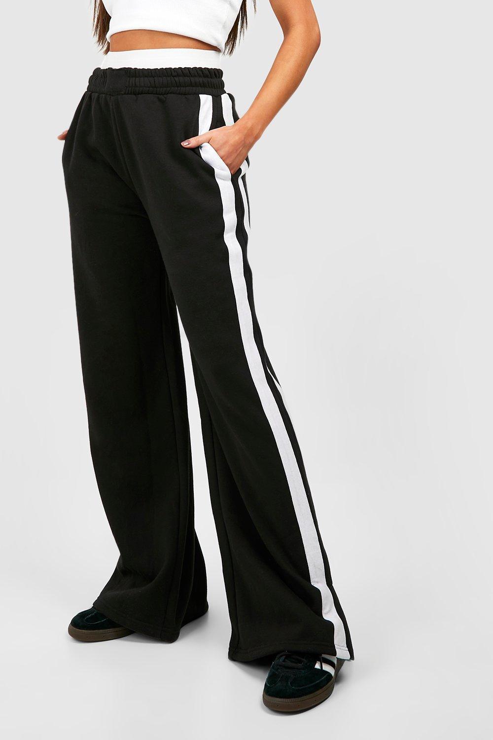 Black jogger with white stripe sale