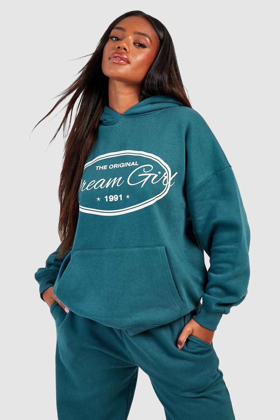 Bottle green Dream Girl Oversize hoodie med tryck image number 1