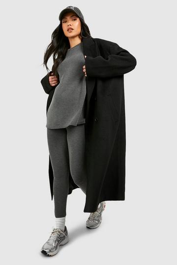Maternity Acid Wash Ribbed Leggings charcoal