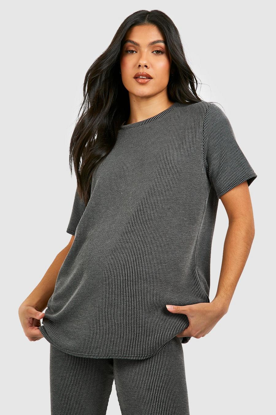 T-shirt Premaman oversize in lavaggio acido, Charcoal image number 1