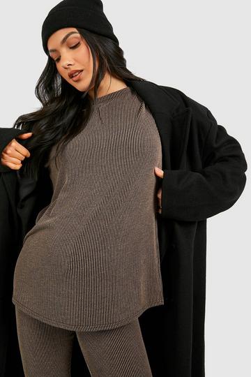 Maternity Acid Wash Oversized T-shirt chocolate