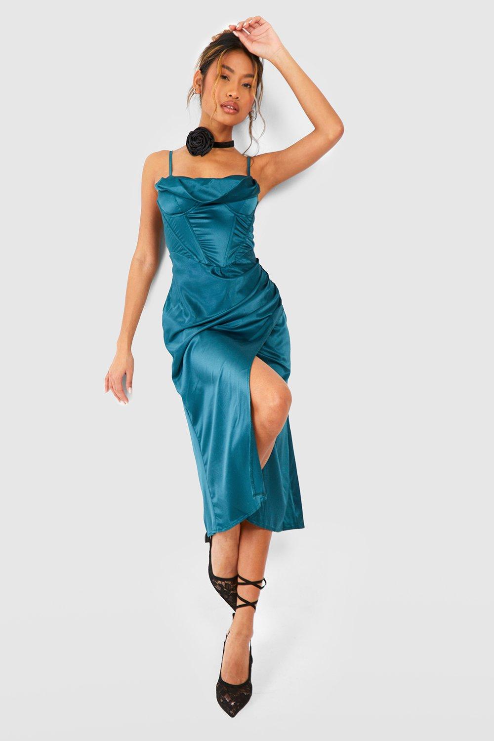 Teal 2025 dress boohoo