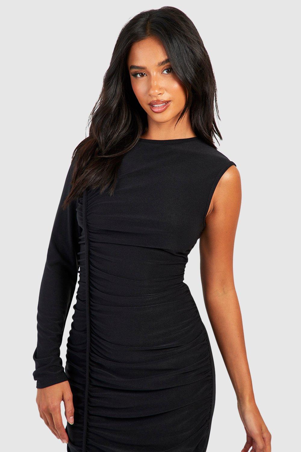 Black ruched midaxi store dress