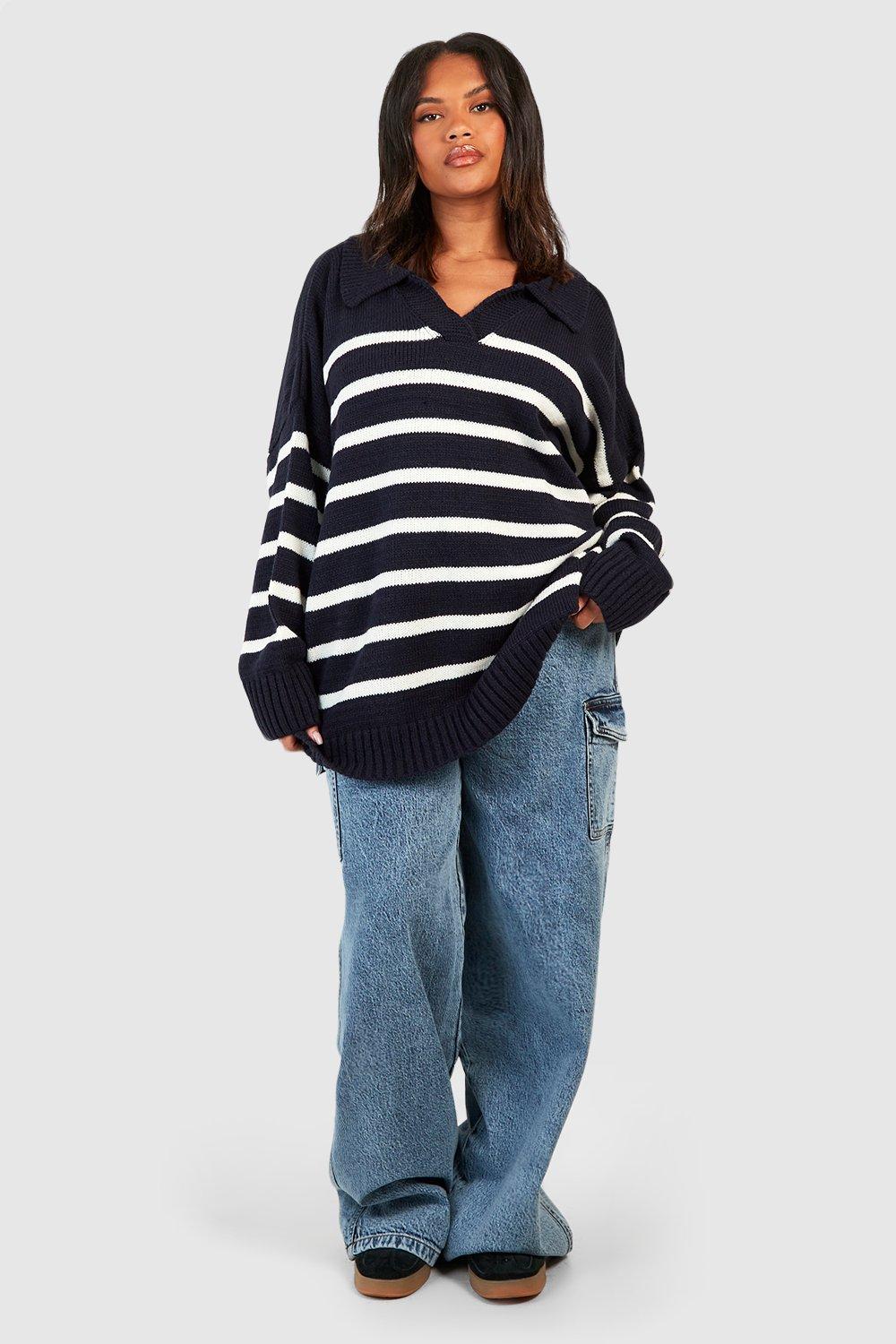 Plus size striped jumper clearance