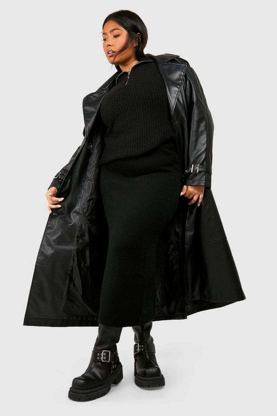 Black Plus Column Midaxi Skirt image number 1