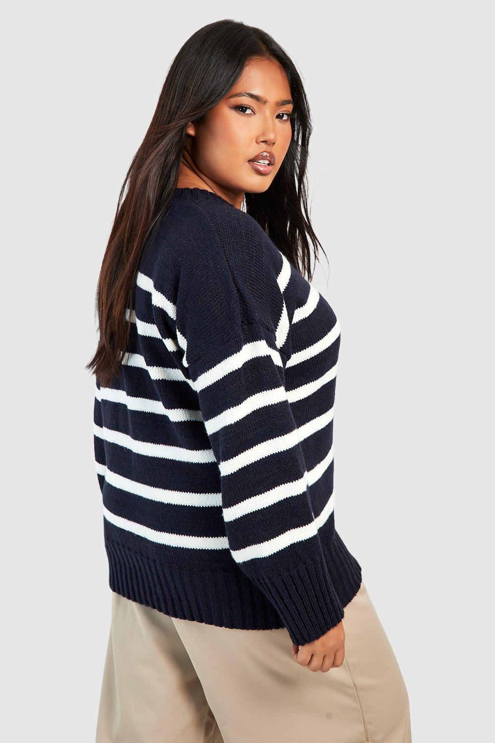 Plus size striped jumper sales