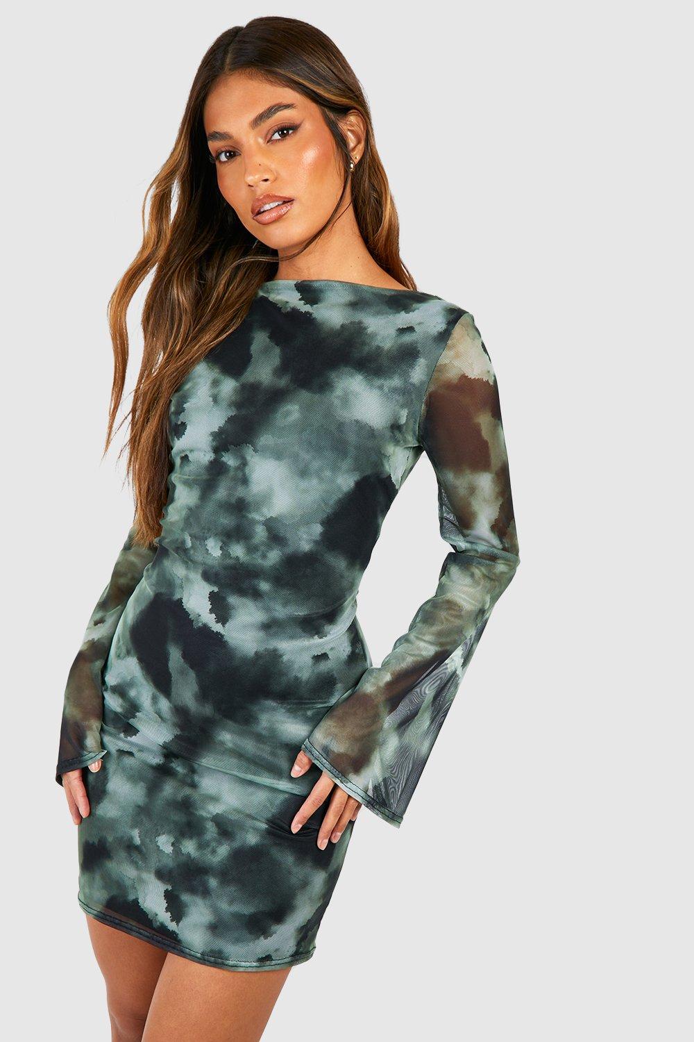 Long sleeve 2025 tie dye dress