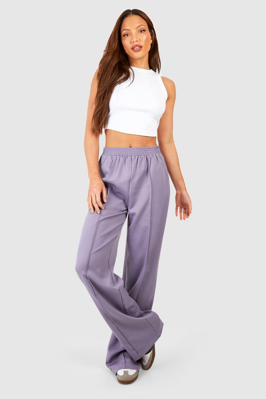 Charcoal Tall Seam Front Relaxed Wide Leg Pants image number 1