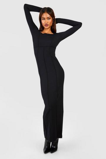 Black Tall Exposed Seam Square Neck Maxi Dress