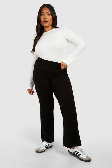 Plus Knitted Straight Leg Trouser black