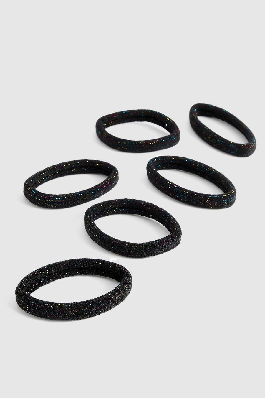 Pack de 6 gomas elásticas suaves metálicas, Black image number 1