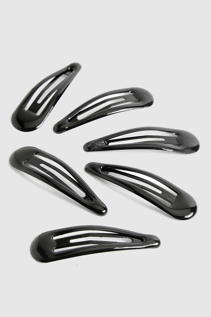 Black 6 Pack Snap Hair Clips  image number 1