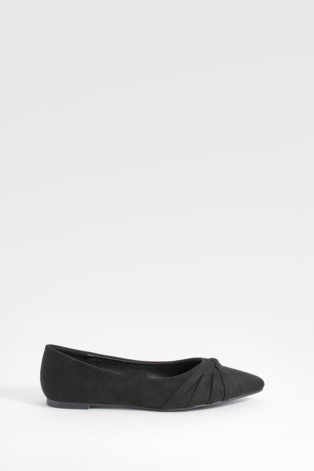 Wide Fit Twist Front Pointed Flats