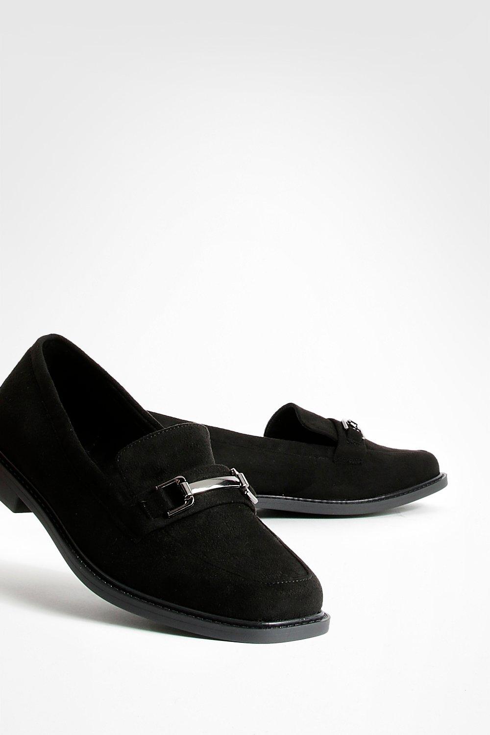 Womens black sale square toe loafers