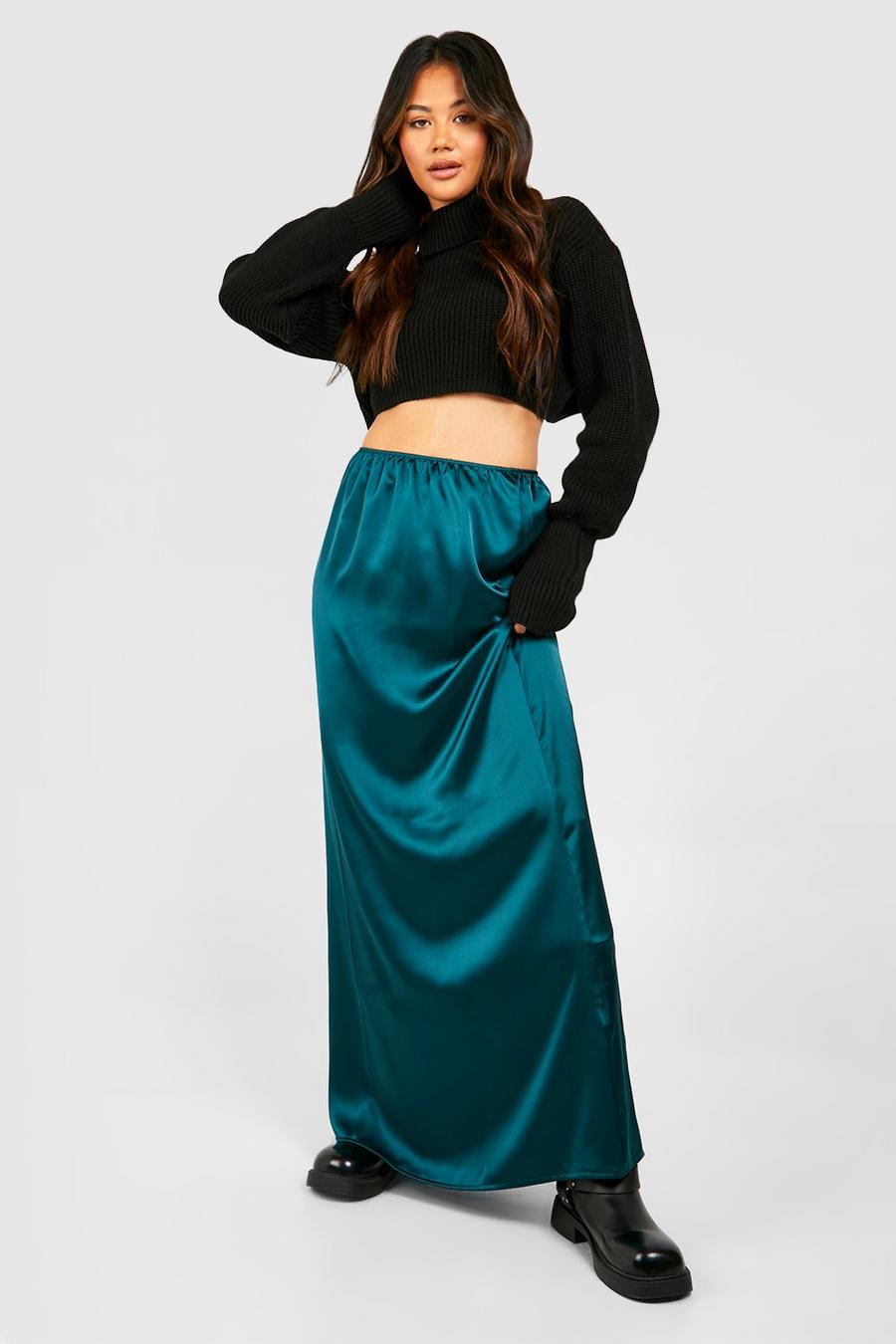 Gonna maxi in raso, Teal image number 1