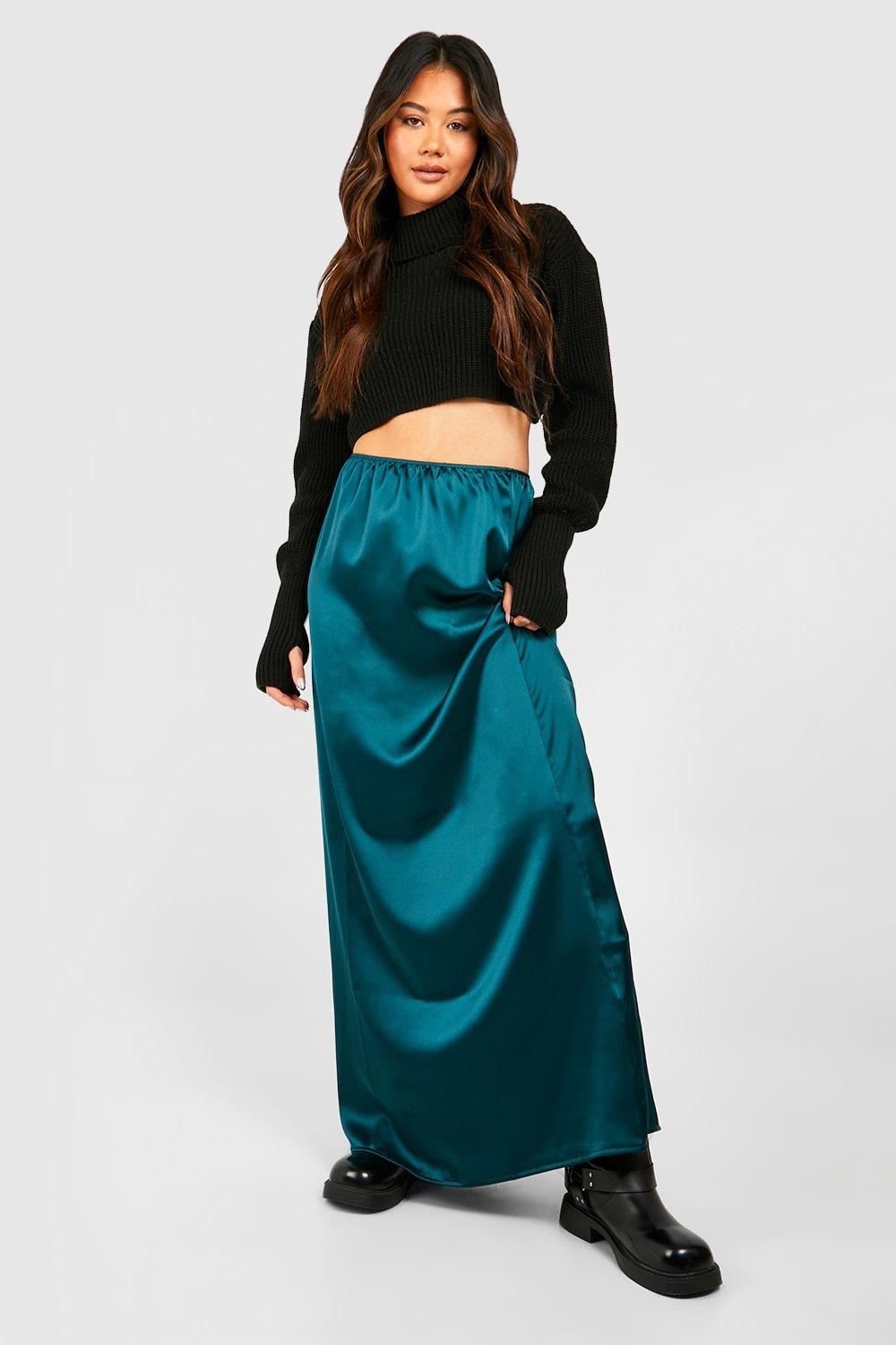 Satin skirt clearance boohoo