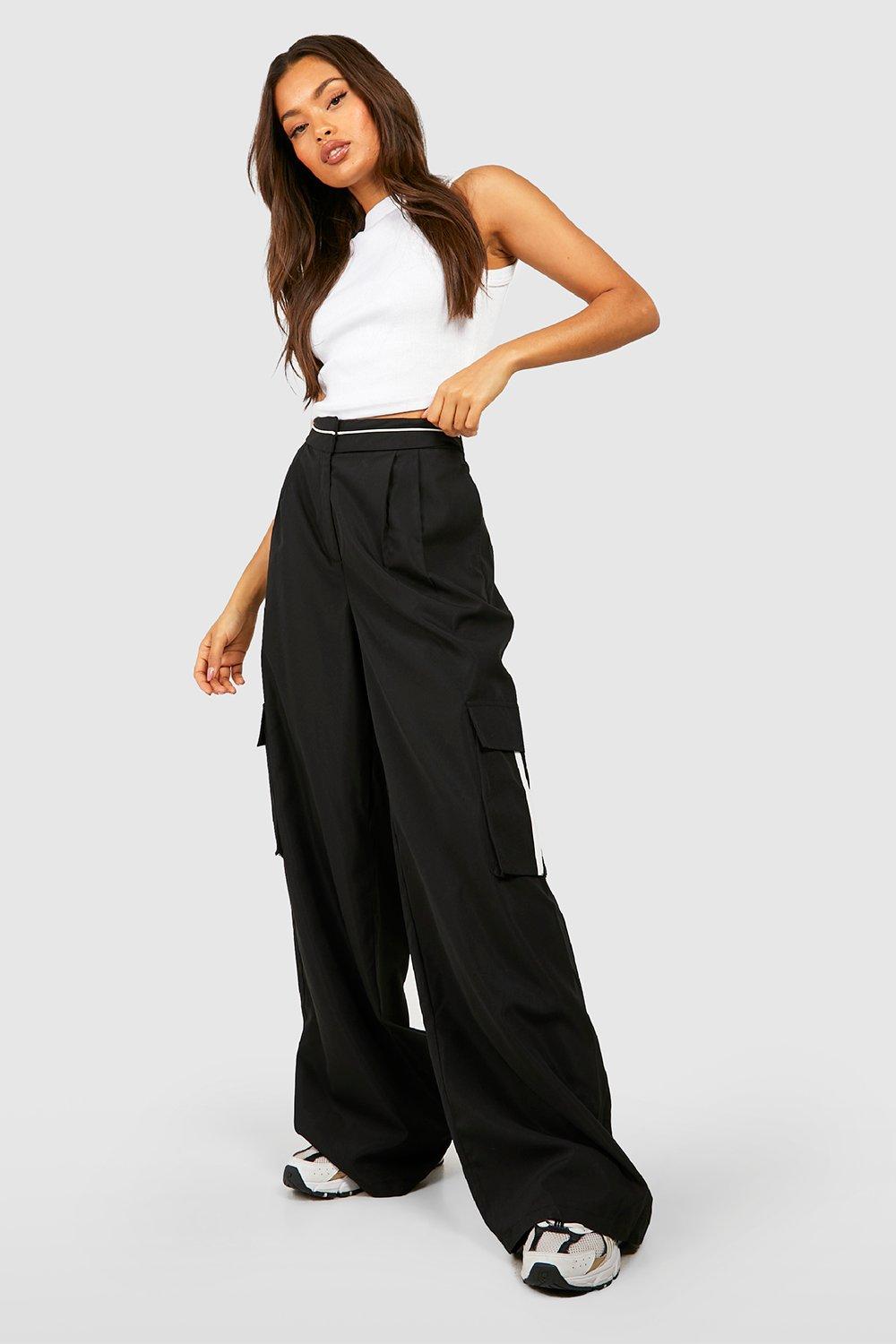 Stripe Folded Waist Band Trouser | boohoo