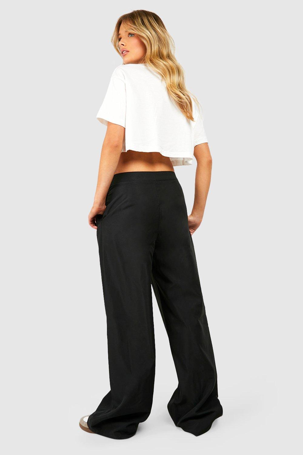 ASOS DESIGN wide leg trouser in stripe with waistband detail in