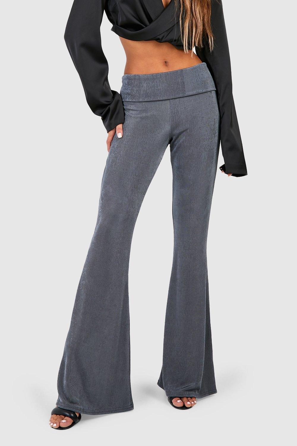 Shape Lead Grey Slinky Flared Trousers, PrettyLittleThing