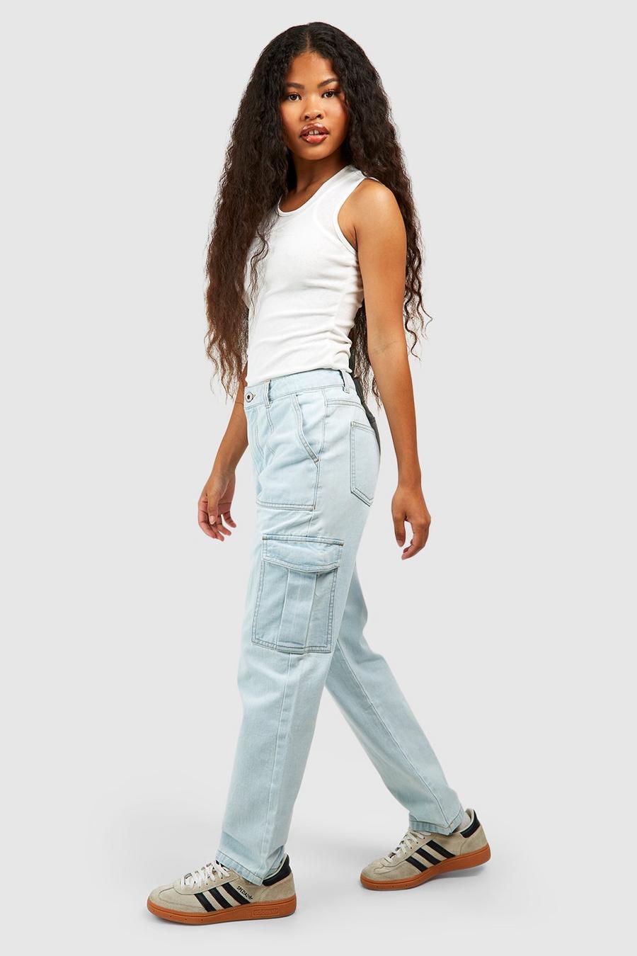 XIAOFFENN Loose Jeans For Women Petite Jeans For Women Petite Length Women  Fashion High Waist Wide Leg Stretch Thin Stitching Denim Flared Pants Denim