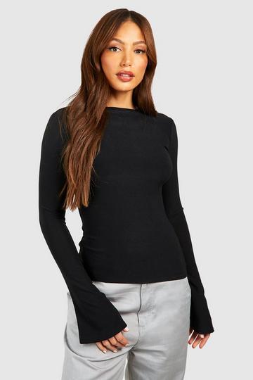 Tall Premium Soft Touch Crew Neck Longsleeve Top black