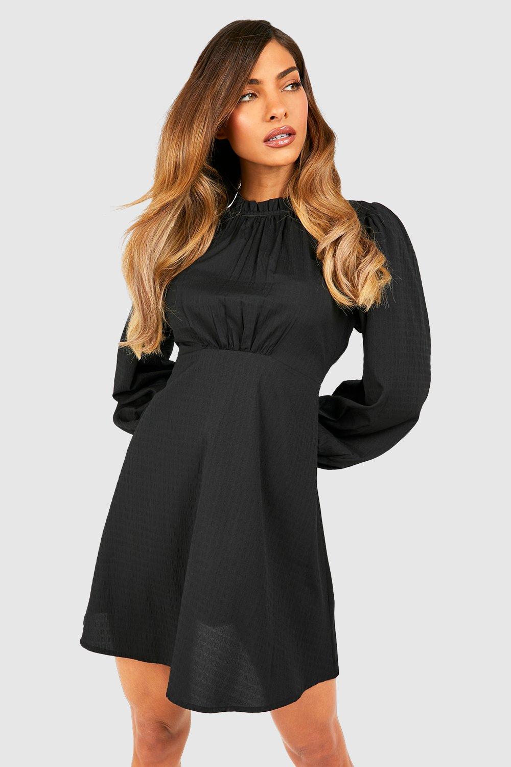 Black high neck outlet skater dress