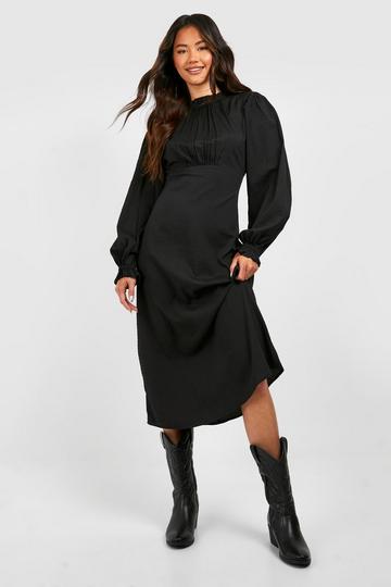 Texured High Neck Midaxi Dress black