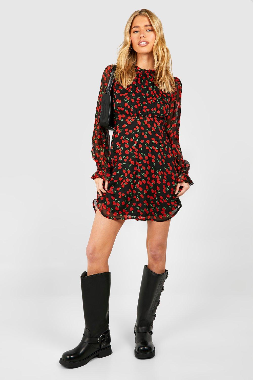 Boohoo cherry sale dress