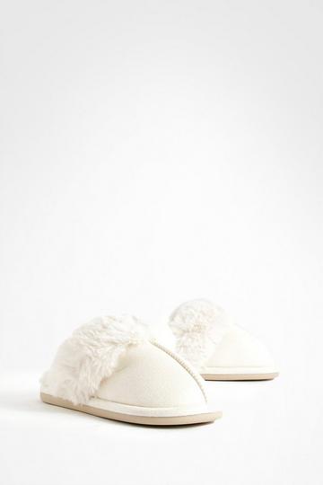 Fluffy Faux Fur Mule Slipper mushroom