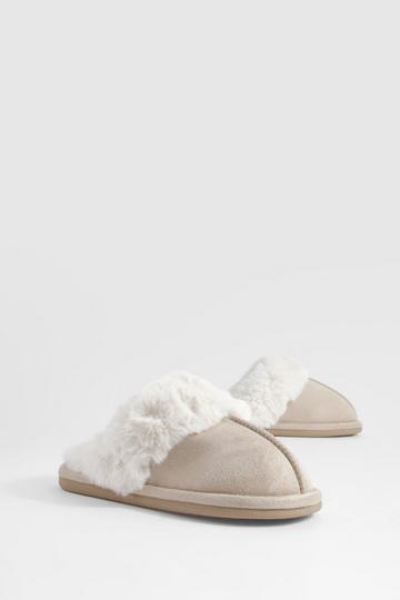 Fluffy Faux Fur Mule Slipper tan