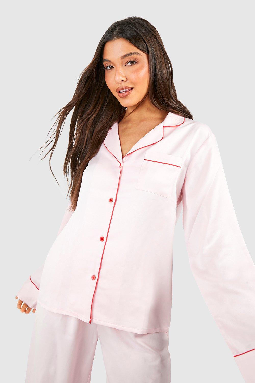 Petite Satin Button Up Pajama Set