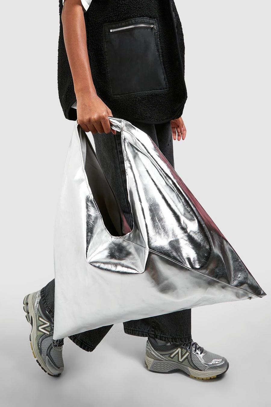 Silver Metallic Tote Bag image number 1