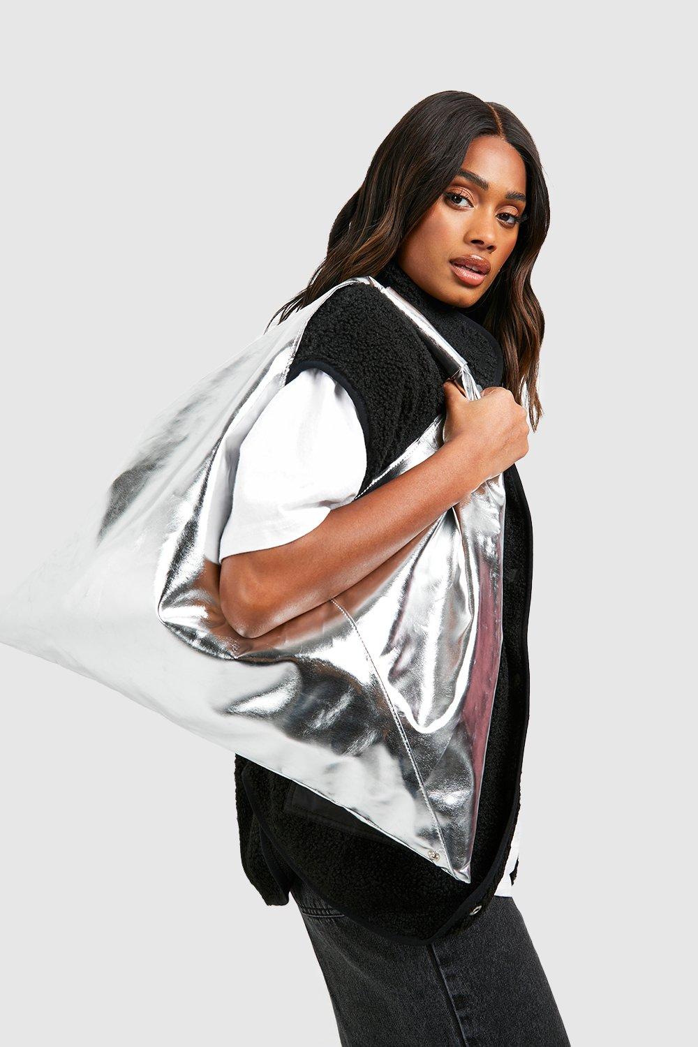 Metallic tote shop bags cheap