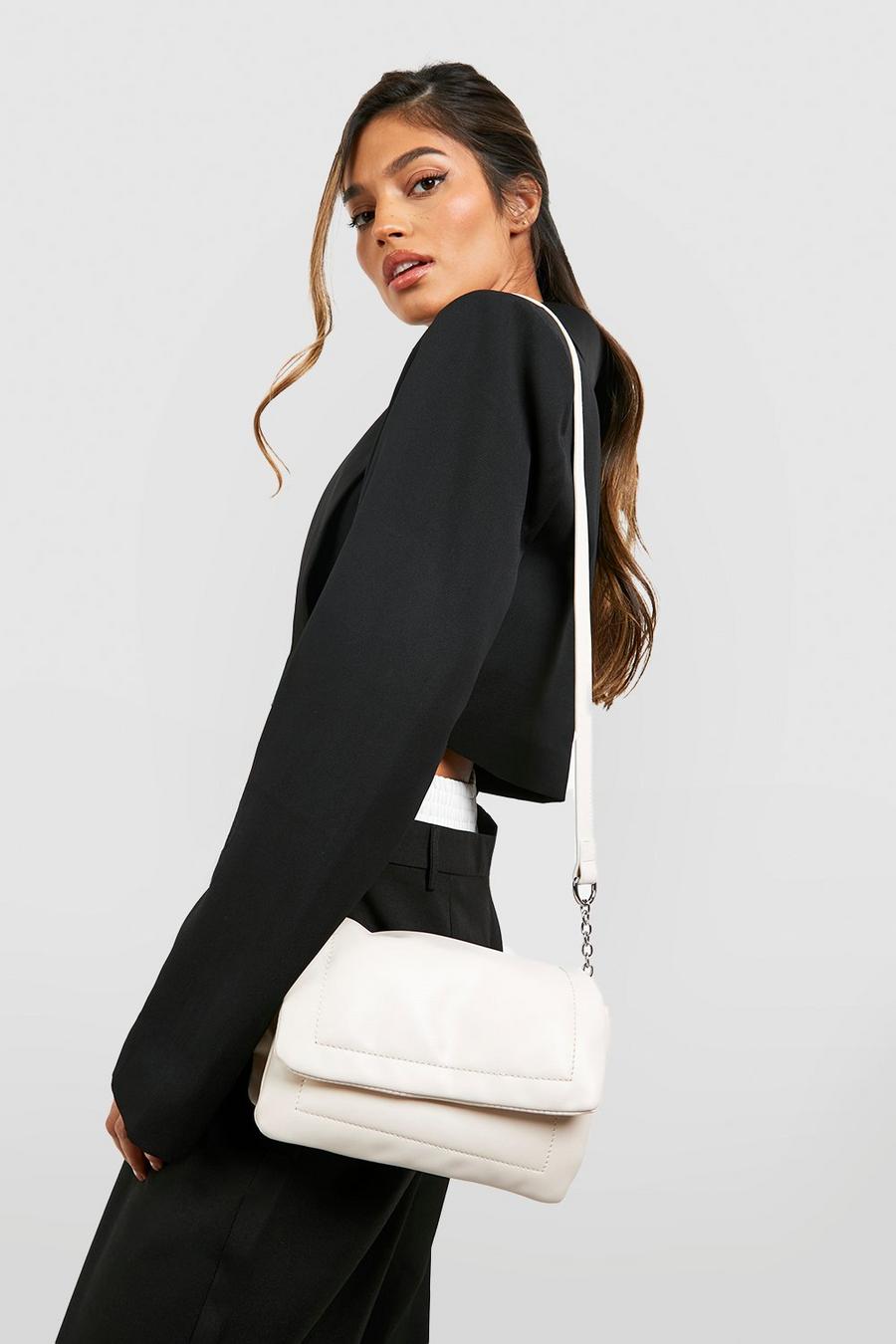 Cream white Fold Over Crossbody Bag