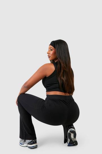 Plus Cotton Jersey Ruched Booty Boosting Flares black