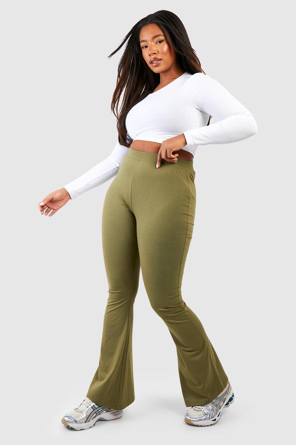 Boohoo Plus Cotton Jersey Ruched Booty Boosting Leggings in Green