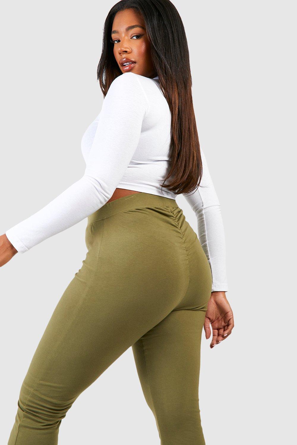 Ruched Booty Full Length Leggings, Green