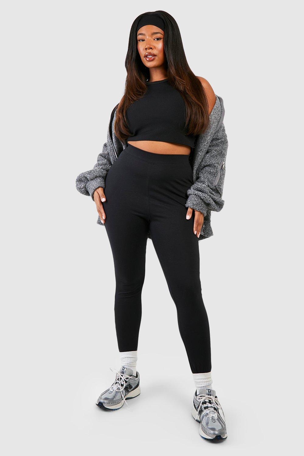 Plus Cotton Jersey Knit Ruched Booty Boosting Leggings