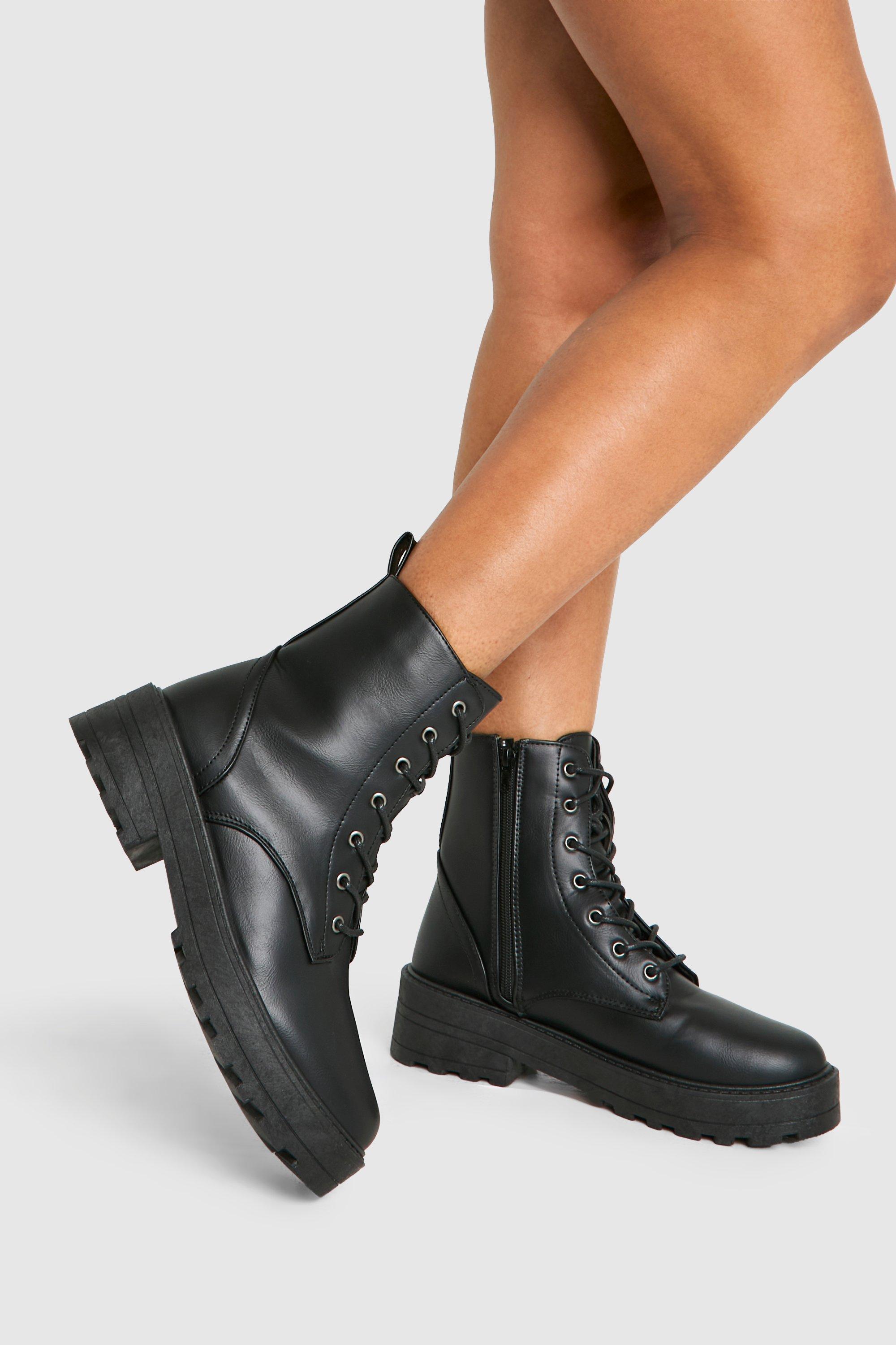 Lace Up Chunky Hiker Boots boohoo IE