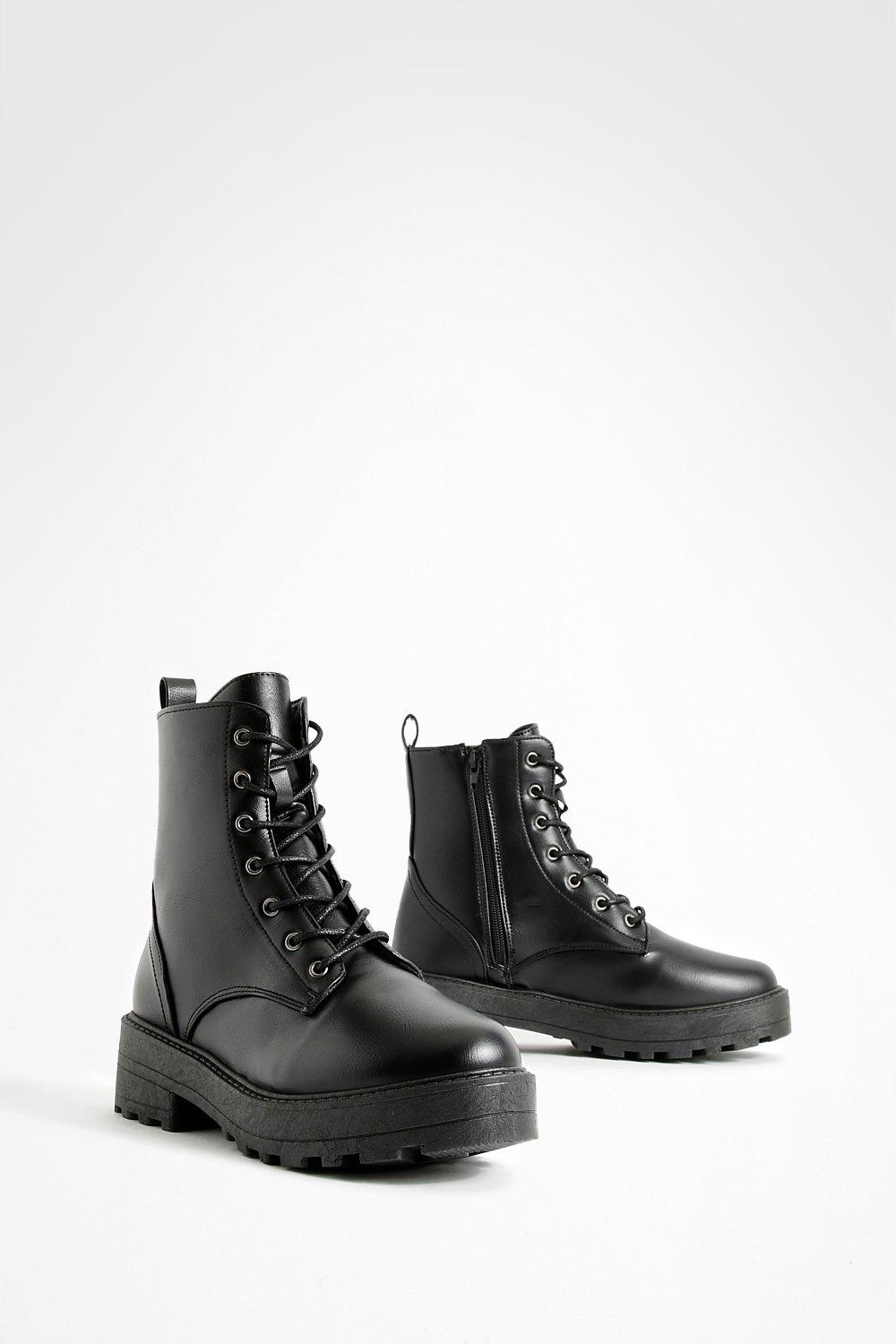 new look lace up black boots