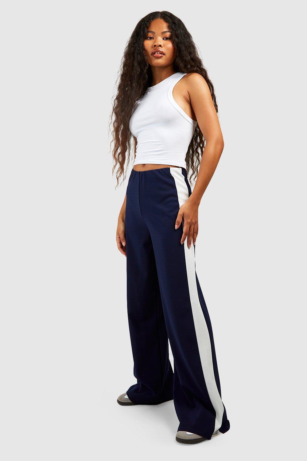 Navy wide sale leg trousers petite