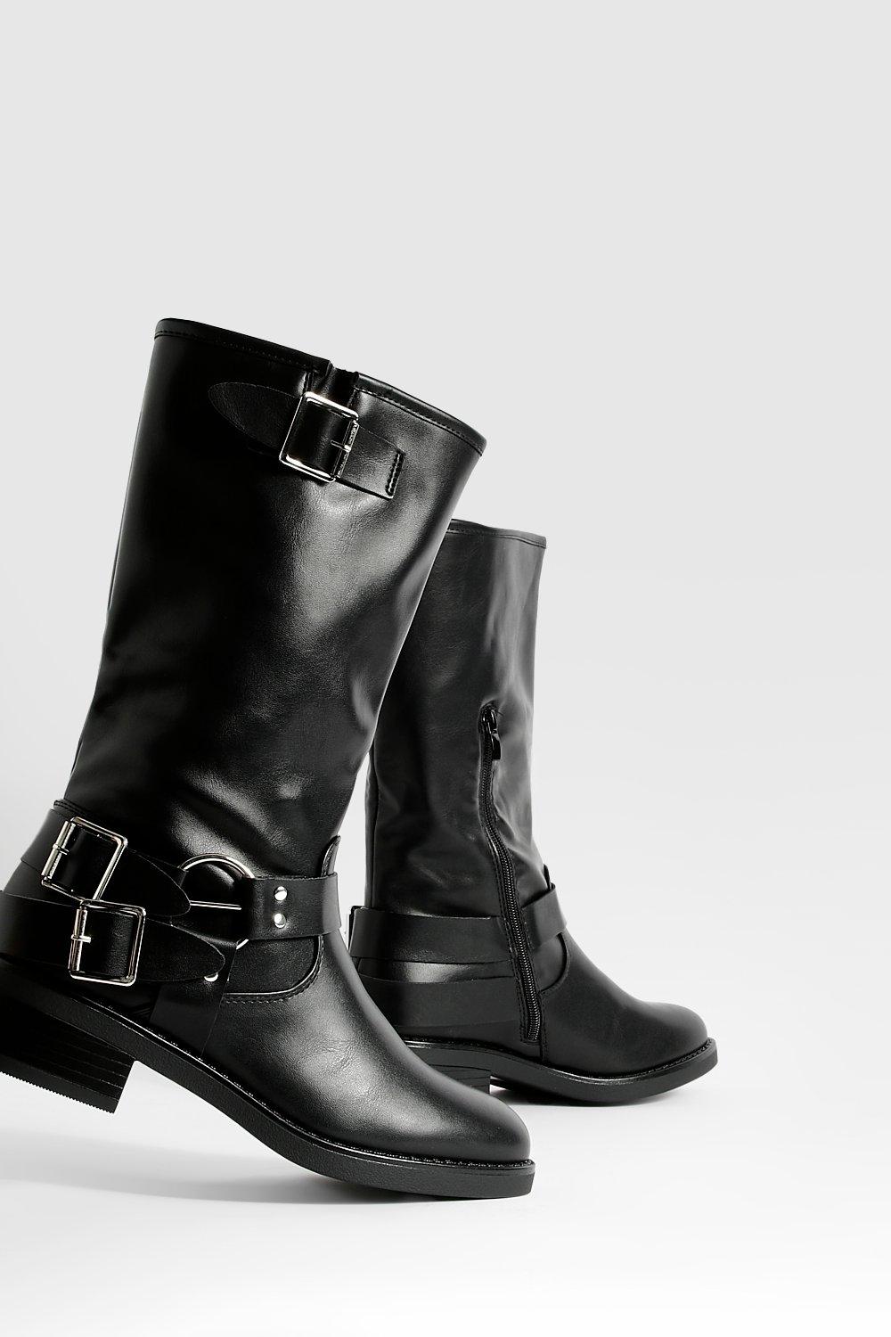 Womens biker clearance boots with buckles