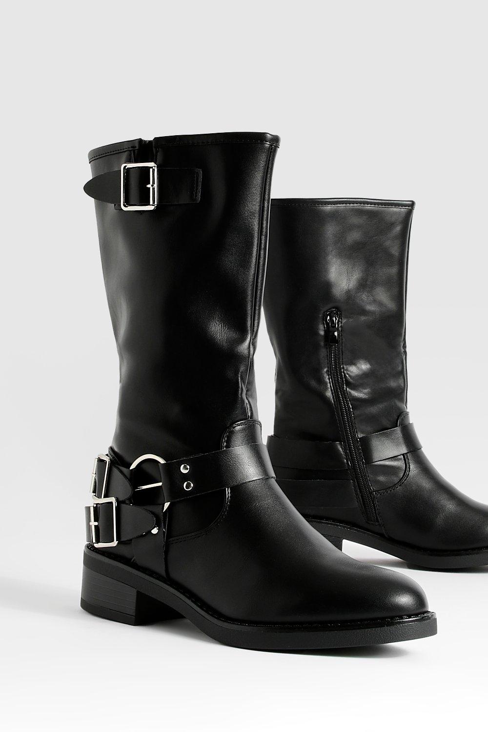 Biker hot sale buckle boots