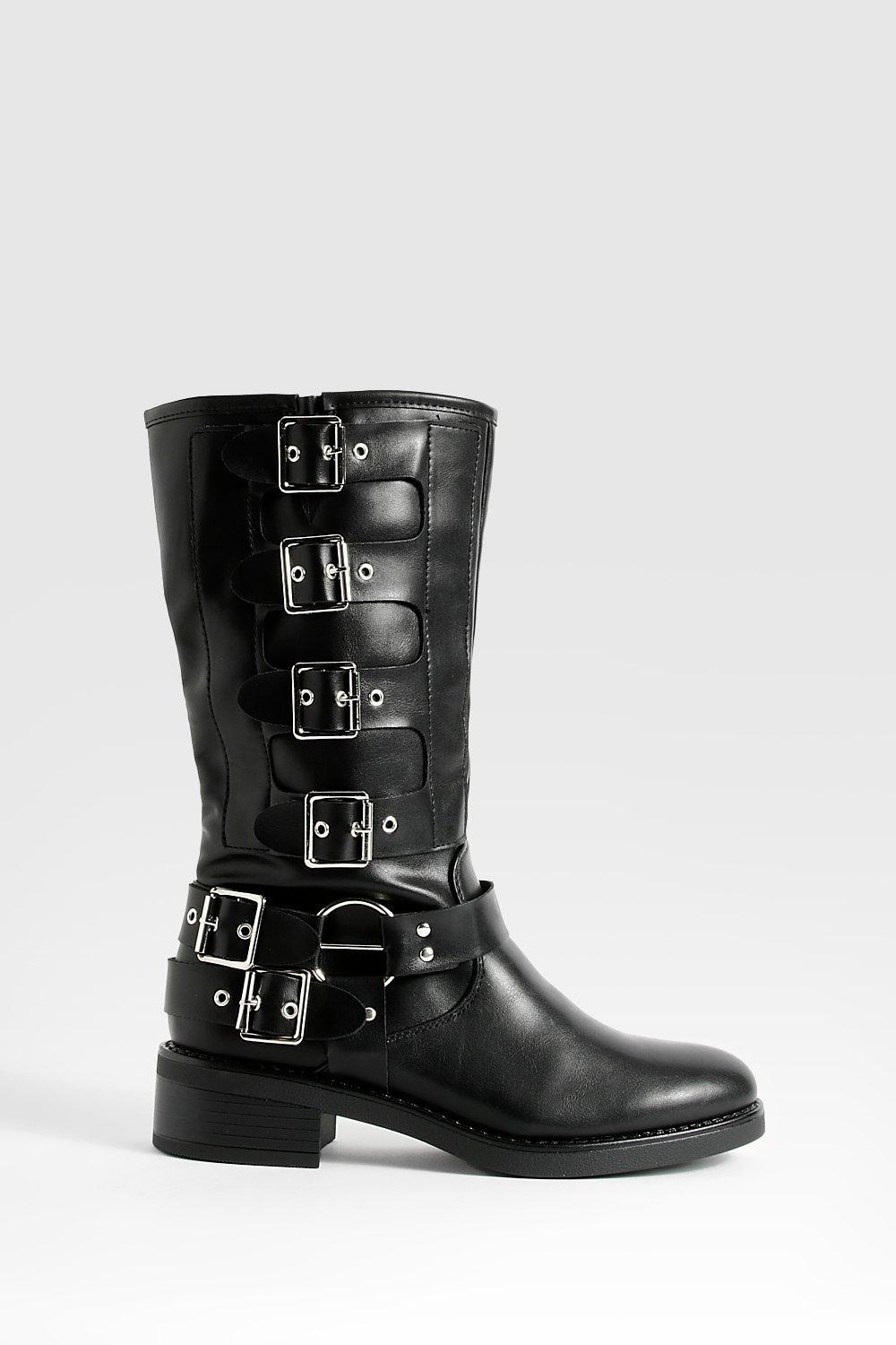 Chunky boots hotsell with buckles