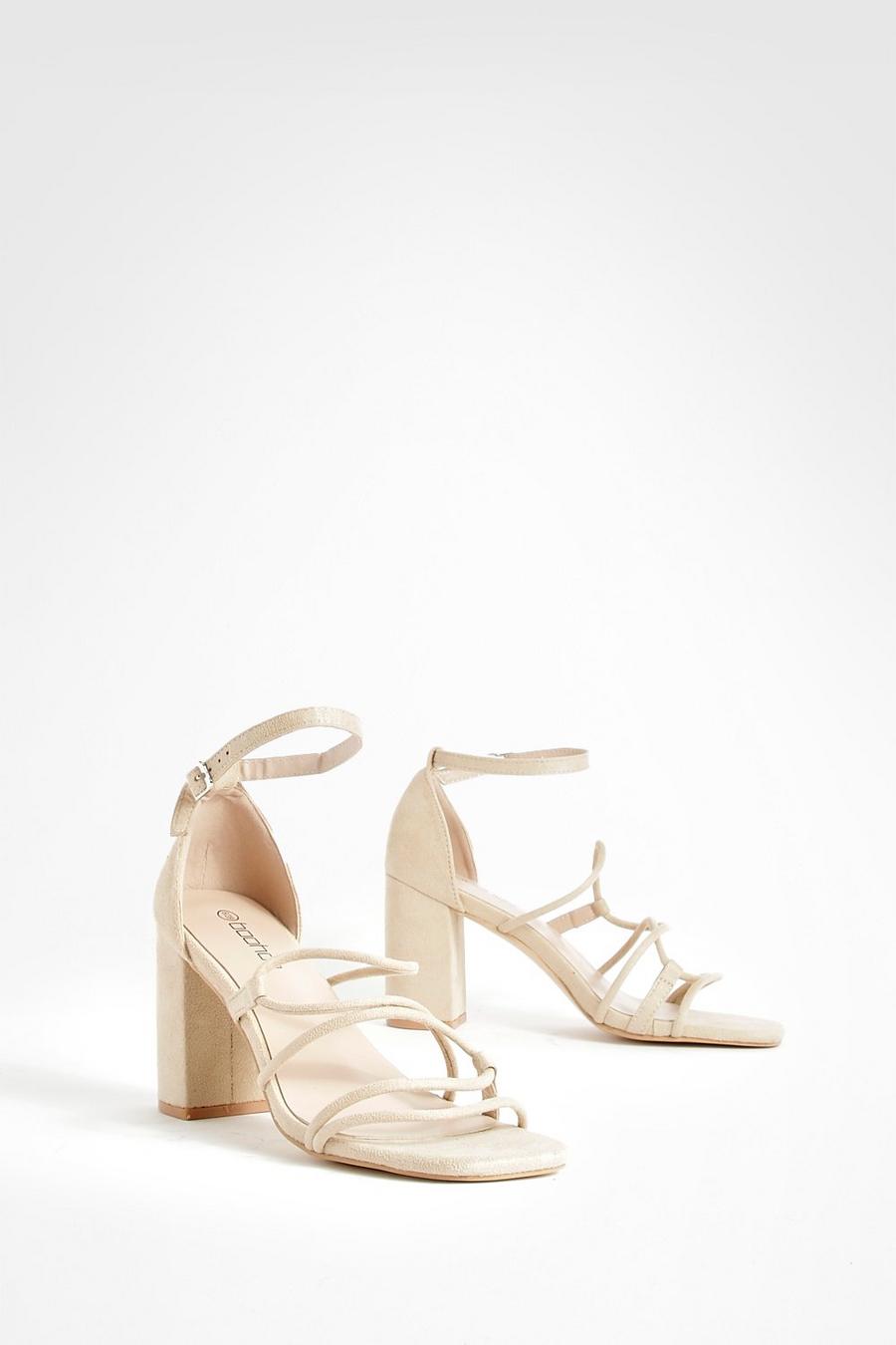 Nude Wide Width Strappy Block Heeled Sandals