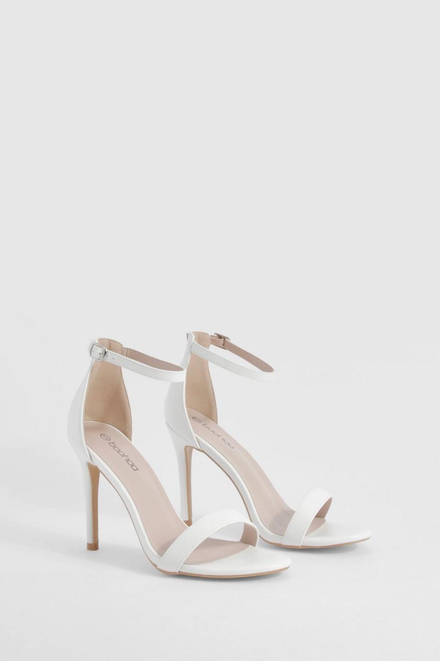 White Barely There Basic Heels
