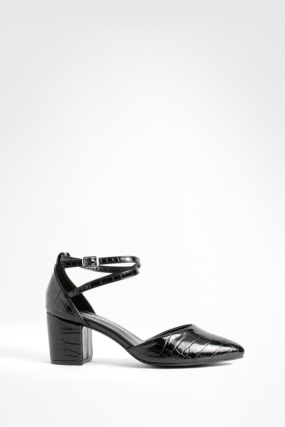 Pointed Low Block Heeled Courts boohoo DK