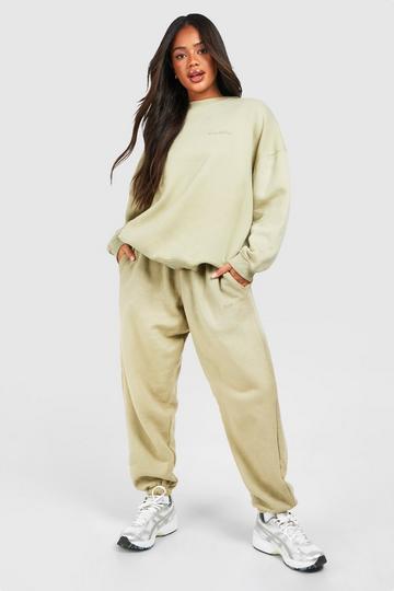 Overdyed Oversized Sweatshirt Tracksuit khaki