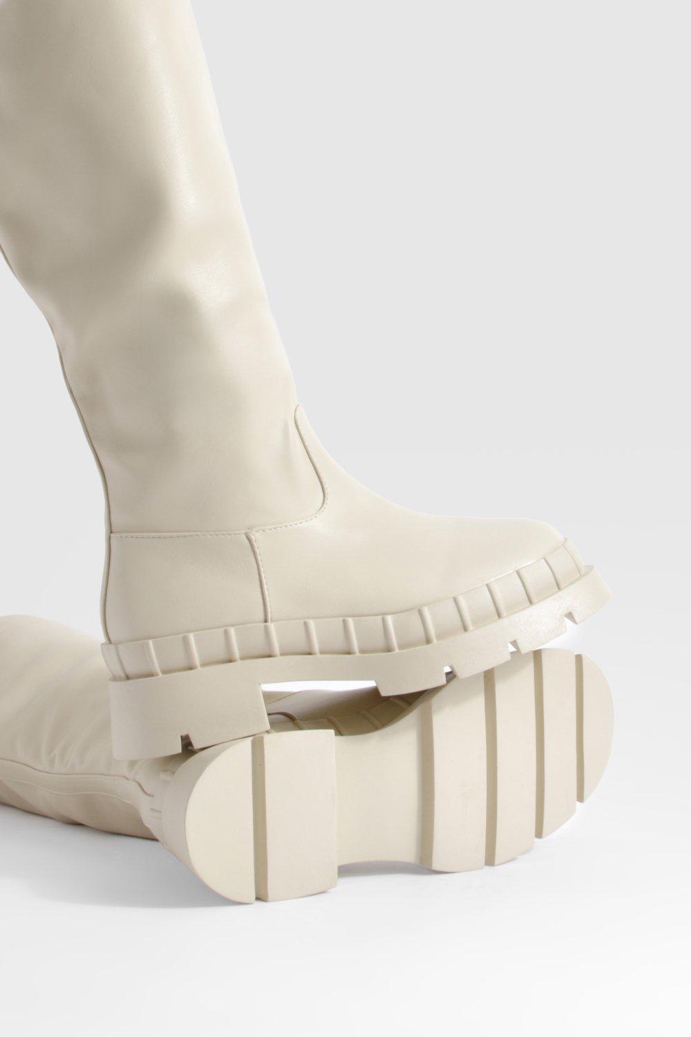 White boots hot sale boohoo